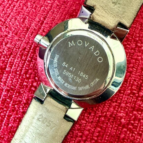 Movado Museum Swiss Made Quartz Black Leather Strap Silver Case Watch Women’s main image 6